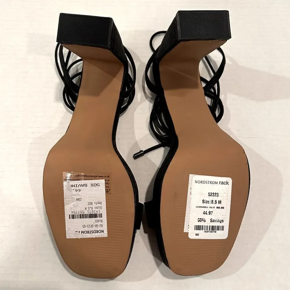 Gabrielle Union Isabella Platform Sandal Women's‎ 8.5 Black Snake Embossed NWT